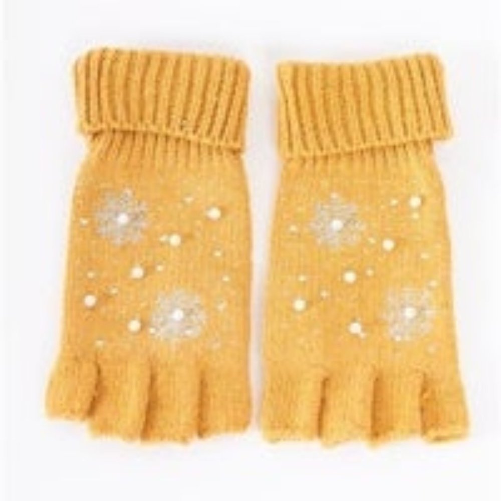 knitted winter fingerless gloves